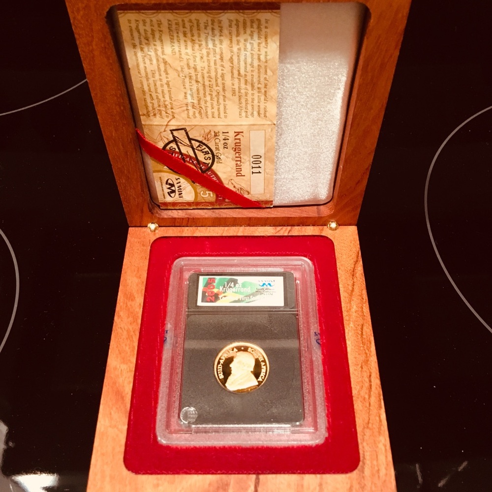 2005 RARE Gold Proof Krugerrand 1/4 oz. Box & COA SA mint
